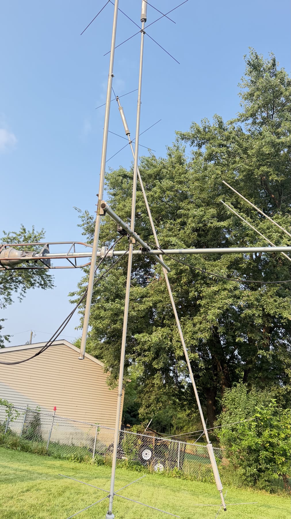 A closer look at part of the antenna array mounted above the tower.