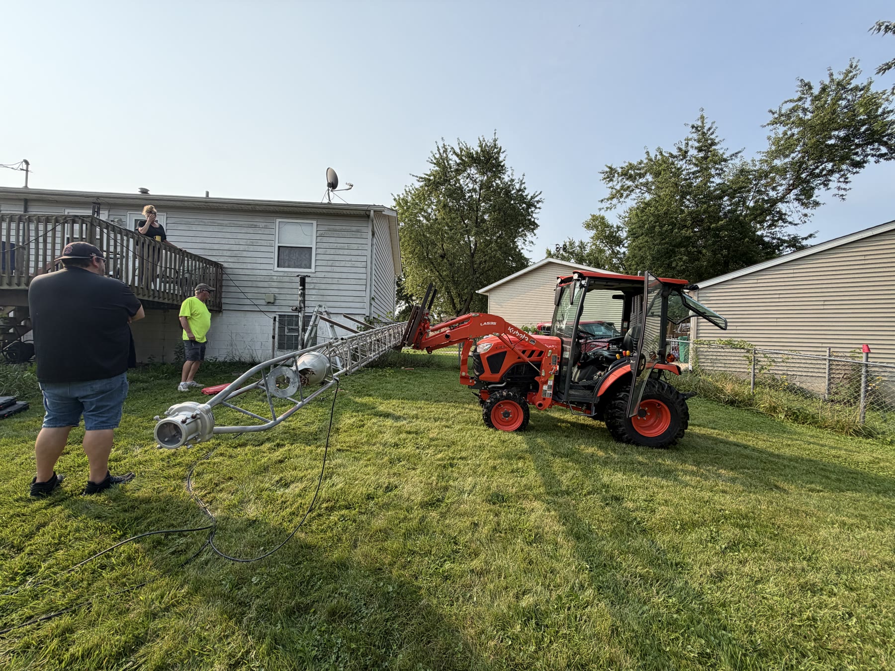 The primary tower structure free from its mount and ready to move.