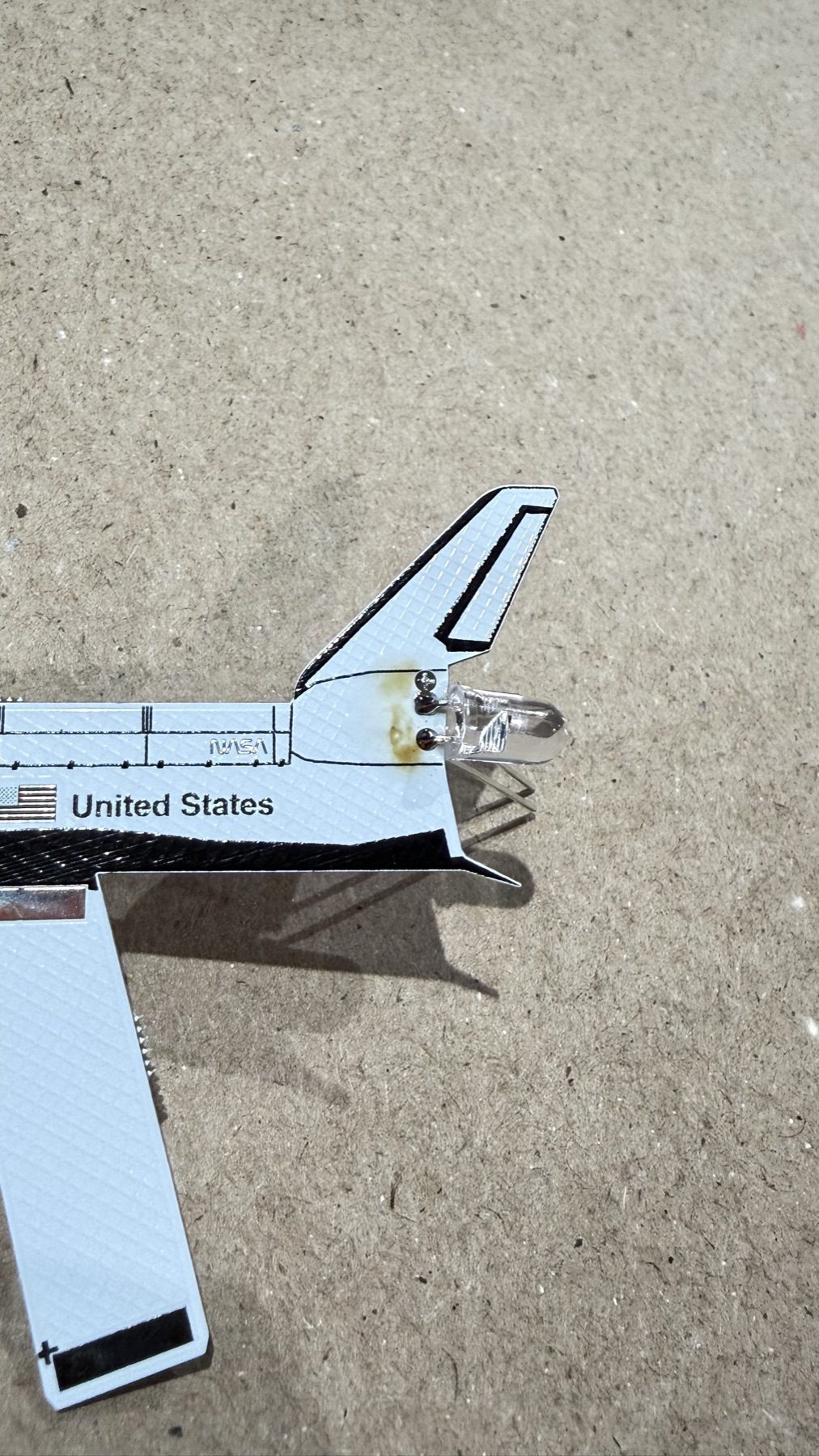 The shuttle body and base during final assembly.
