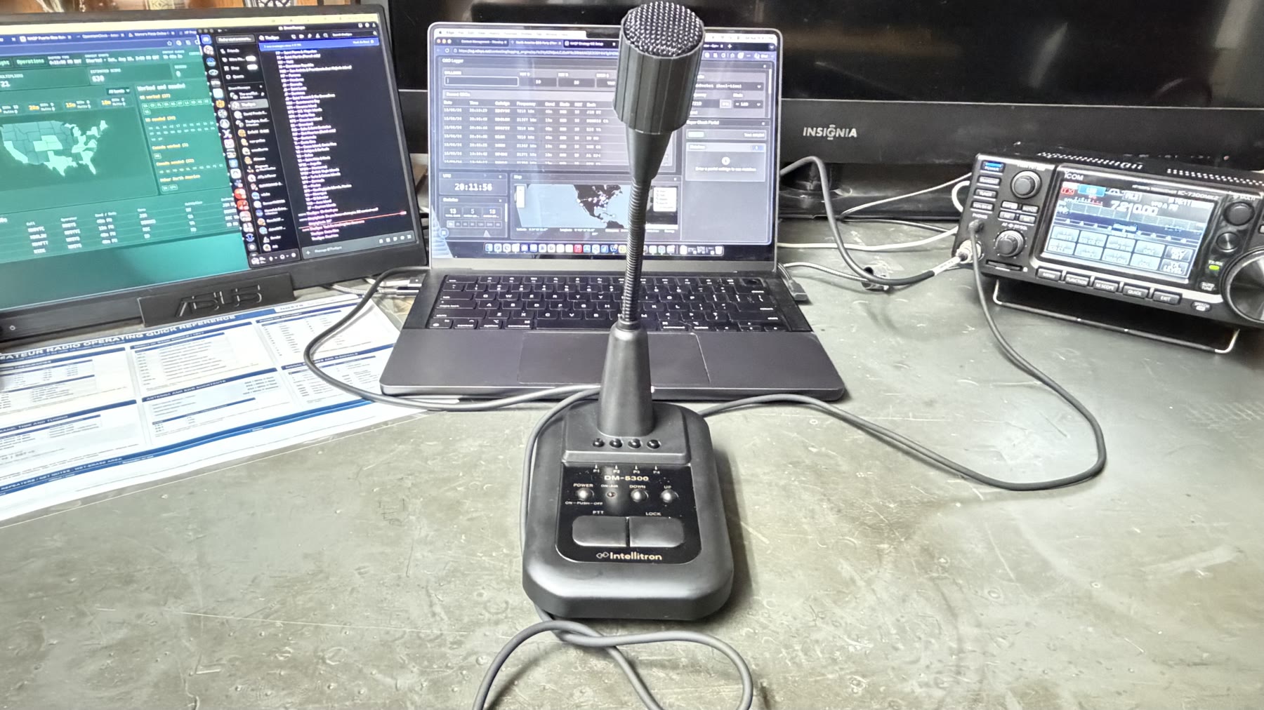 The two-transmitter station with Wavelog and the custom contest dashboard in use.